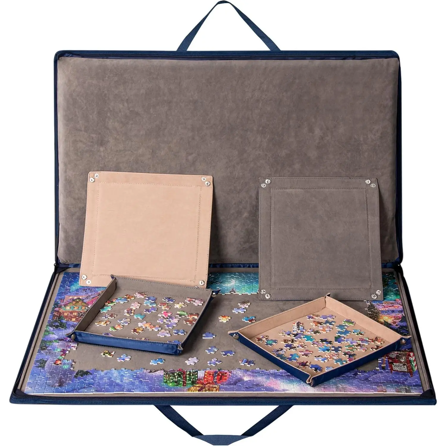 1000 Piece Jigsaw Puzzle Board with Padded Cover, Portable Case with 4 Sorting Trays & Detachable Board, Puzzle Caddy Storage Saver with Non-Slip Surface for Adultsfidget toys