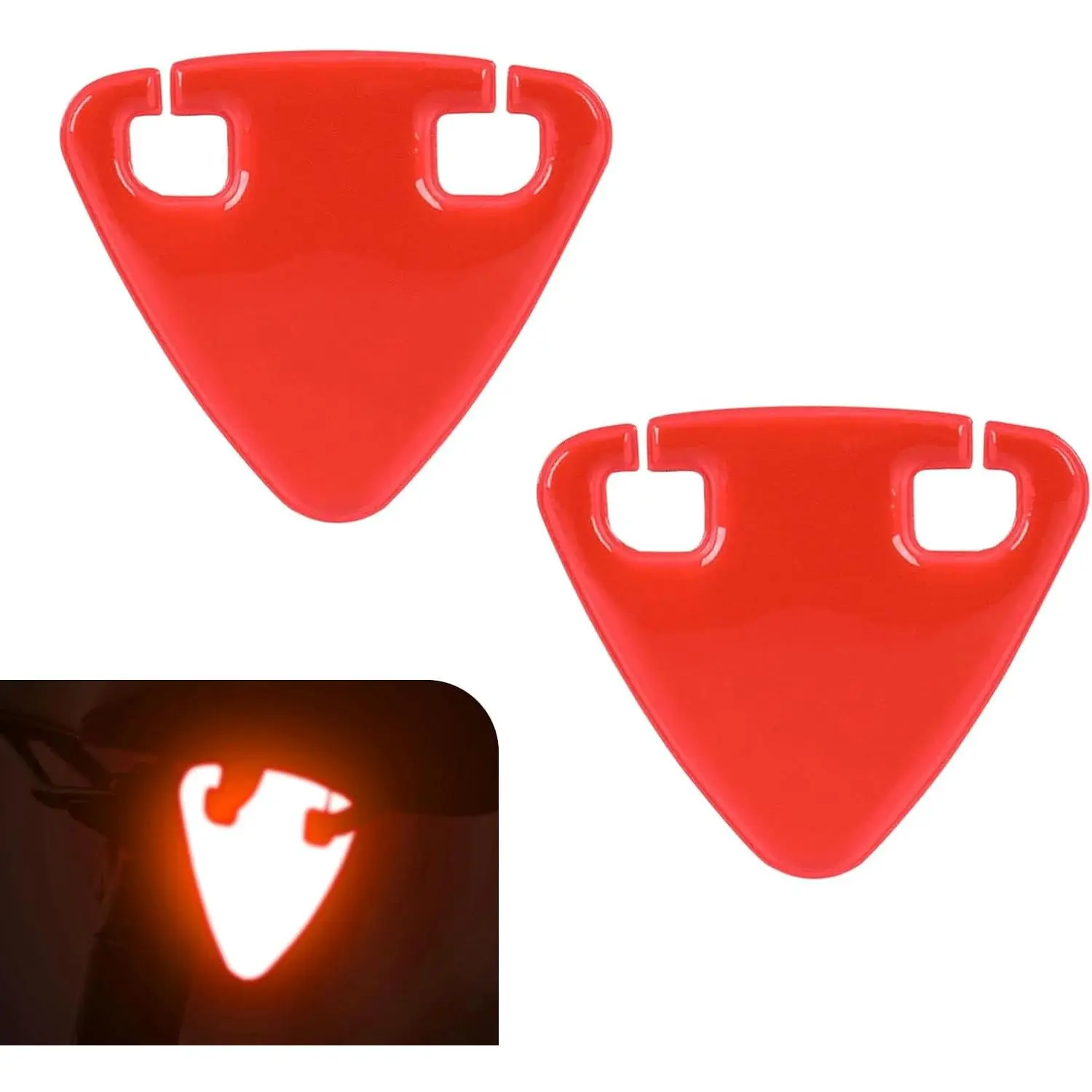 2 count Rear Reflective Yield Symbol, High Visibility Night Safety Triangle Sign, 2.36" x 2.76" Portable  Rear Rack  Accessory,  for Mountain Road Bikes (Red)