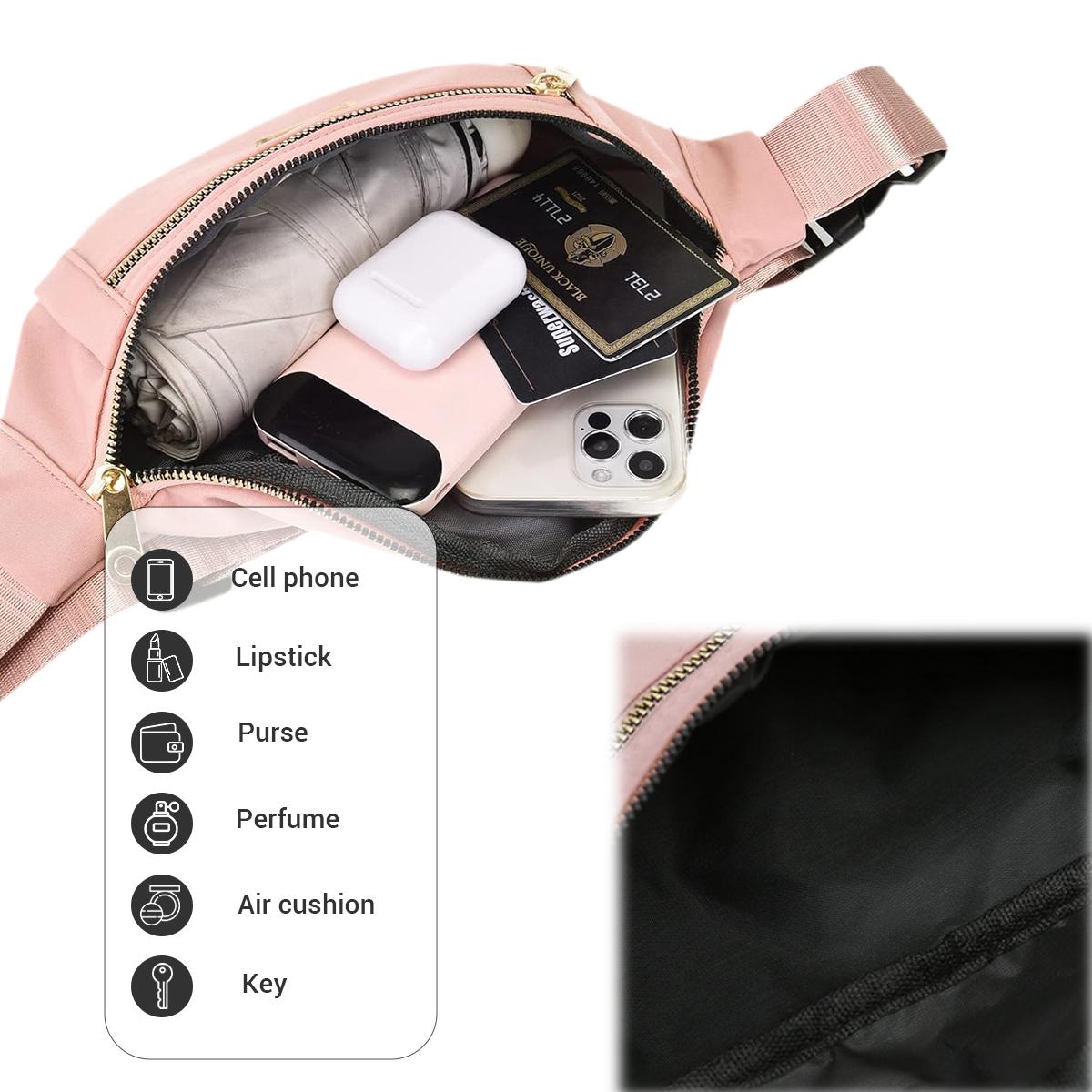 3 Pack Women's Nylon Fanny Pack with Adjustable Strap,Pouch Compact,Waterproof Multi-Pocket Waist Pack, Fashionable Crossbody Shoulder Bag for Travel, Sports & Outdoor Activities