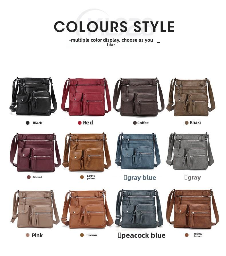 Women's Multi-Pocket Crossbody Bag, Fashion PU Leather Small Square Bag, Multi-Functional Casual Shoulder Bag with Unique Design