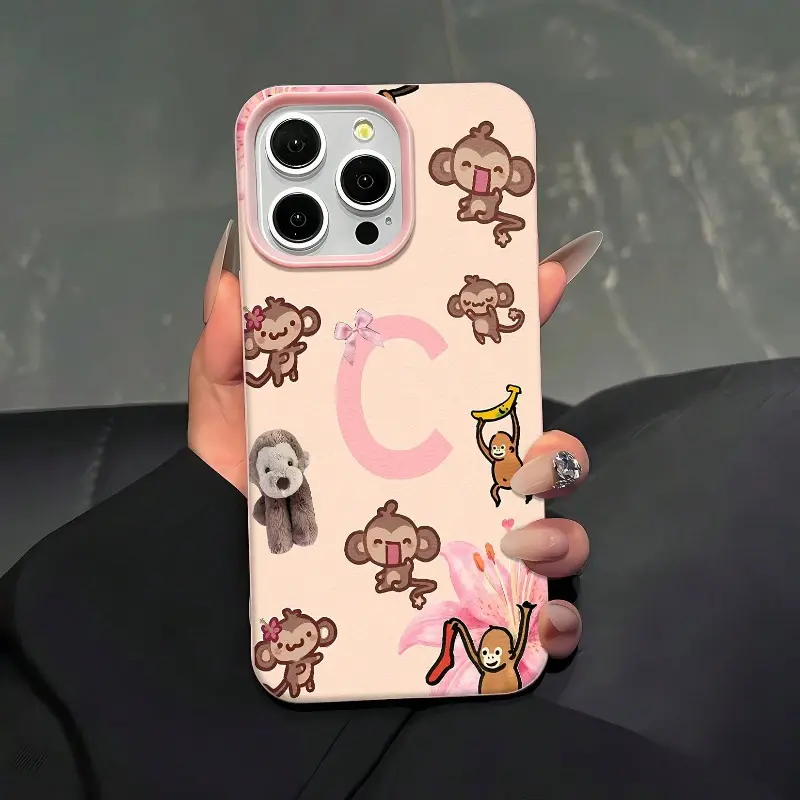 Cute monkey eating banana phone case, made of TPU material, with anti slip and anti drop functions; Suitable for iPhone 17/16/15/14/13/12/11/Pro/PLUS/ProMax/Air/X/XS/XSMAX/E series, birthday gifts, holiday gifts, couple phone cases