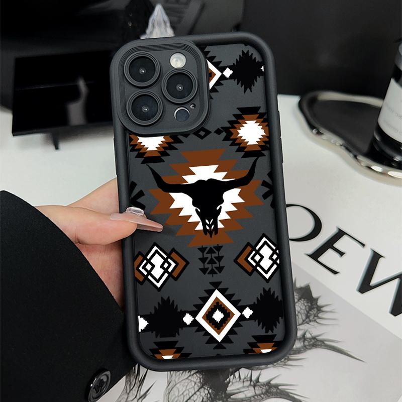 Retro Western Cowboy Pattern TPU Phone Case for iPhone 15 16 14 Pro Max 13 12 11 XR XS Plus E Shockproof Full Camera Protection Durable Slim Silicone Cover Smartphone Casing