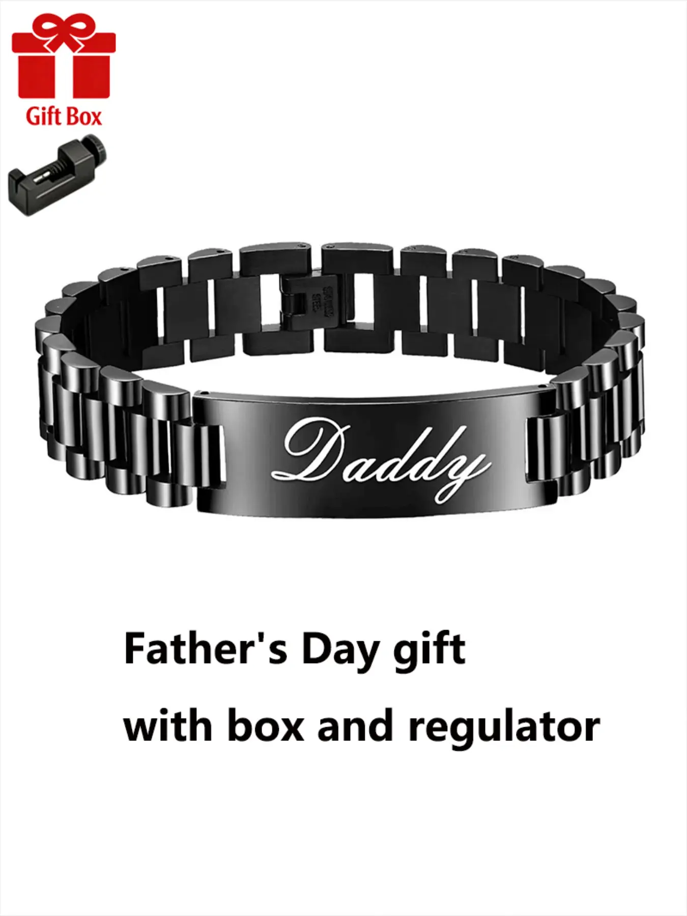 Men's Stainless Steel Letter Chain Bracelet, Magnetic Closure Wristband, Adjustable Fashion Jewelry, Perfect Gift for Dad's Birthday, Letter Link Bracelet