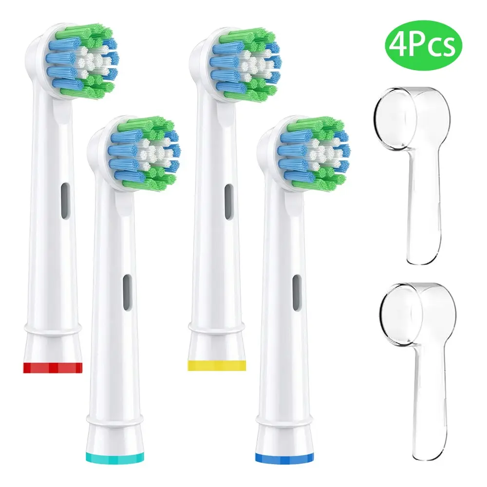 4 Pcs Replacement Brush Heads for Oral-B Electric Toothbrush, Replaceable Toothbrush Heads, Soft Bristles, Deep Clean, Gum Care, Includes 2 Protective Covers