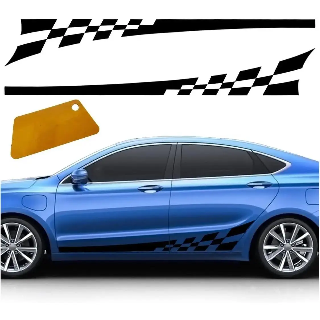 2 x 78 Inch Car Door Side Waistline Decals Sport Racing Stripes Stickers Waterproof Vinyl Car Decorative Stripes