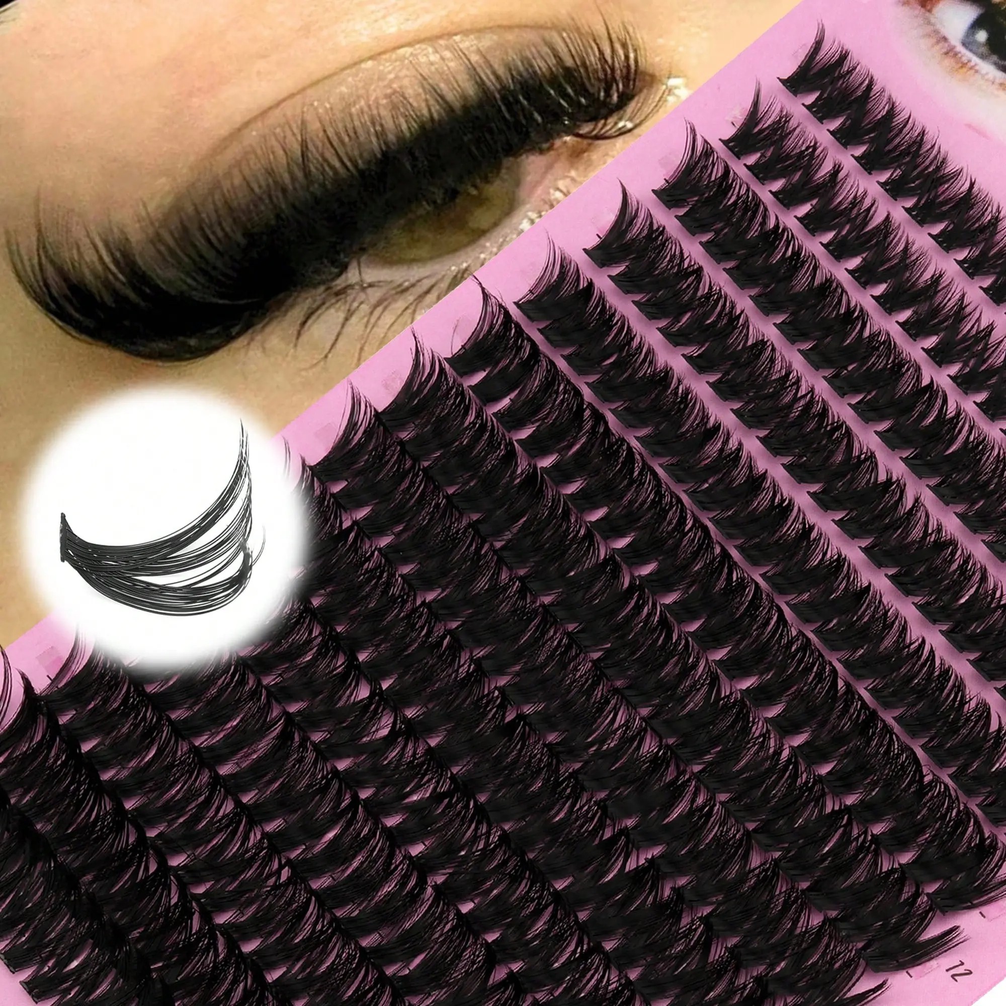280 Clusters 60D Volume Faux Mink Individual Lash Extensions, Curly Long DIY At Home Cluster Lashes, Fluffy Dense Segmented Fake Eyelashes, Reusable DIY Eyelash Clusters Cosmetic for Salon & Daily Eye Makeup