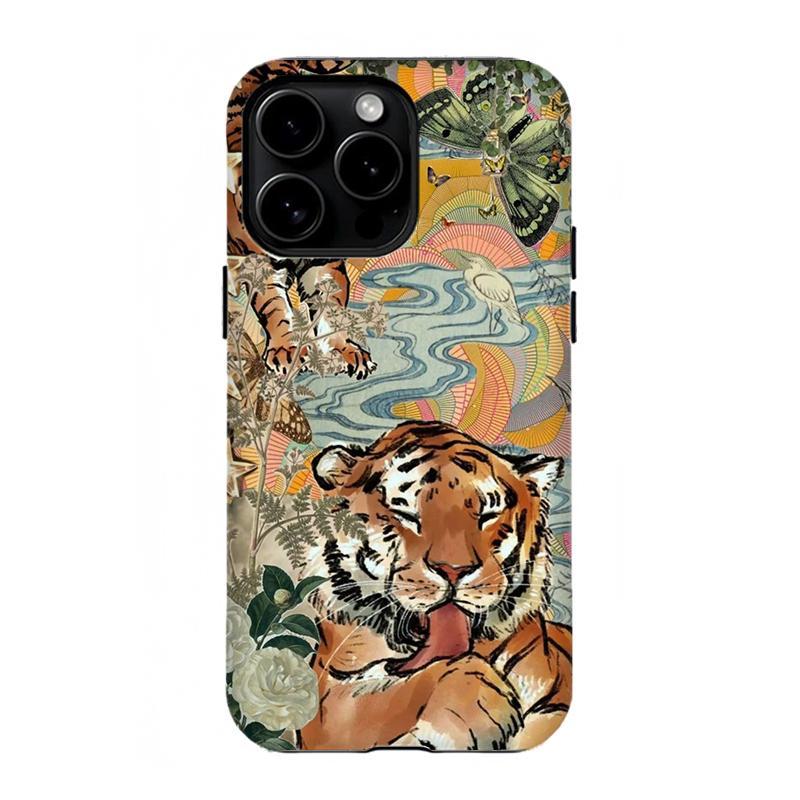 Wild Tiger & Panther Phone Case Tough Protective Cover for iPhone 16 15 14 13 12 11 17Pro Max Samsung S25 S24 S23 S22 Ultra Gifts for Fans Men Women Phone Accessories