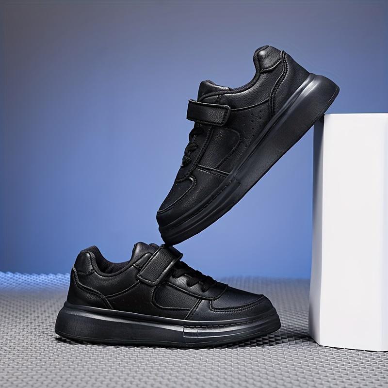 (New)Boys' Casual Sneakers, Summer New Outdoor Fashion Three-Color Leather Convenient Velcro Campus Performance White Shoes, Medium and Large Boys' and Girls' Black and White Sneakers Sizes 28-40(Gift)11