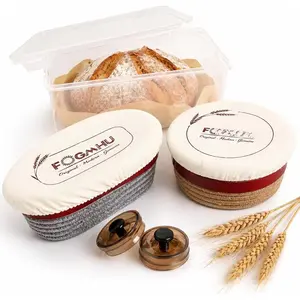 2-Pack Banneton Bread Proofing Baskets - Sourdough Starter Kit for  Bakers,  Rope Bannetons with Liners,  Hooks, Dough Guide (9" Round & 10" Oval)