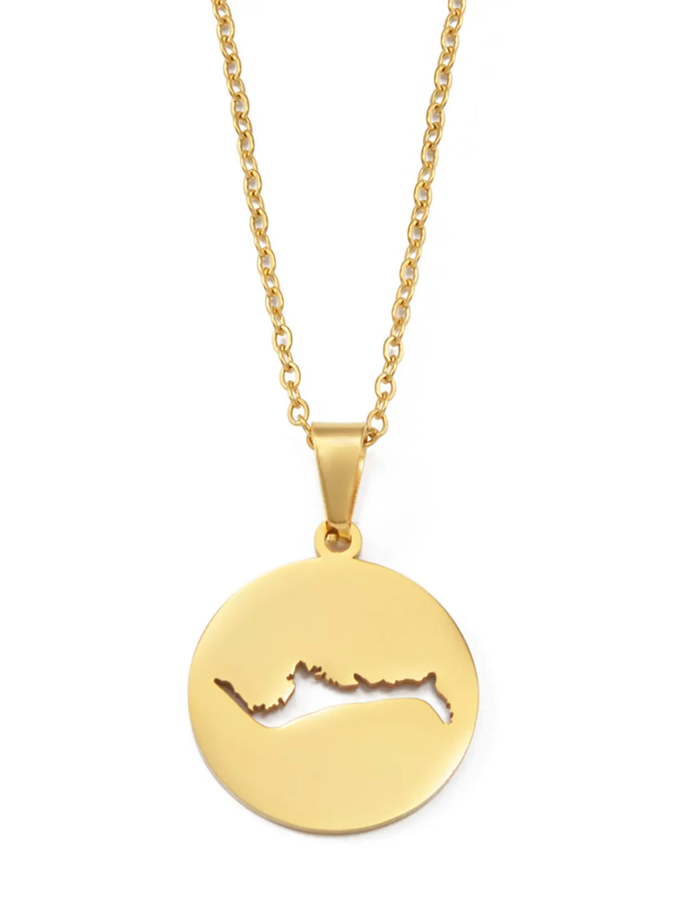 1pc Grand Bahama Island Map Pendant Necklaces Stainless Steel For Women Jewelry