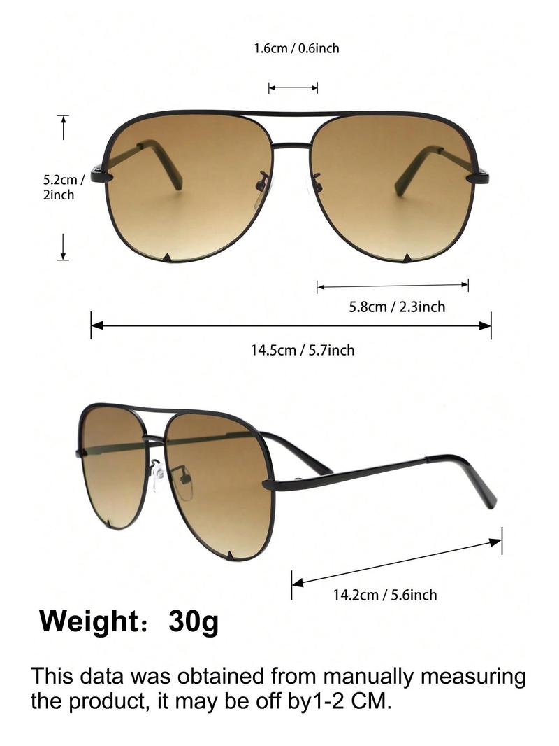 1 Pair Summer Top Bar Design Aviator Frames Sunglasses, New Personality Travel Accessories for Women & Men, Lightweight and Durable for Outdoor Sun Protection Glasses for Daily Use