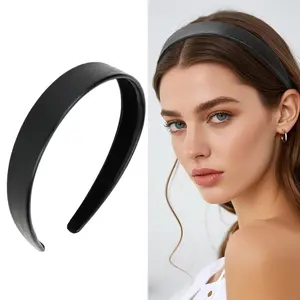 Women's 1 inch Black PU Leather Headband, Non Slip Fashion Hair Band, Hair Accessories for Women and Girls, Party, Holiday