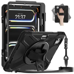 Shockproof Case For iPad Pro 11 12.9 13 M2 M4 2024 Cover iPad Air 13'' 11'' 2025 4th 5th 10.9 11th 11 Funda Coque+Shoulder Strap