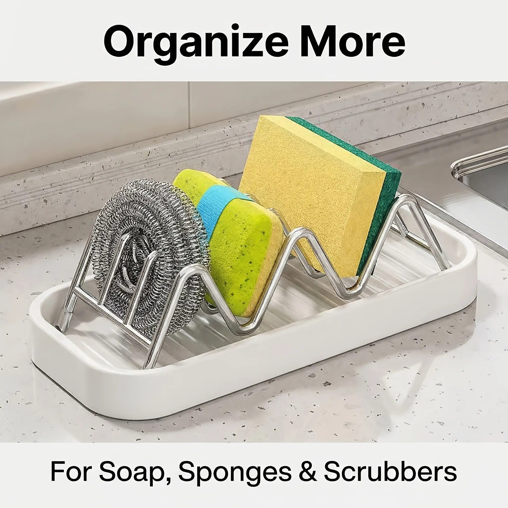 Stainless Steel Soap Dish Holder, Self Draining with Tray, Rustproof Bathroom Organizer, Shampoo & Conditioner Bar Holder, Kitchen Sink Countertop, Soap Dish for Bathroom Sink
