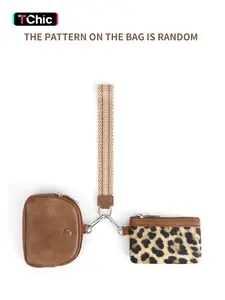 Women's Cute Leopard Print Zipper Short Wallet, Trendy Versatile Wristlet Wallet, Fashionable All-match Versatile Coin Purse for Daily Use