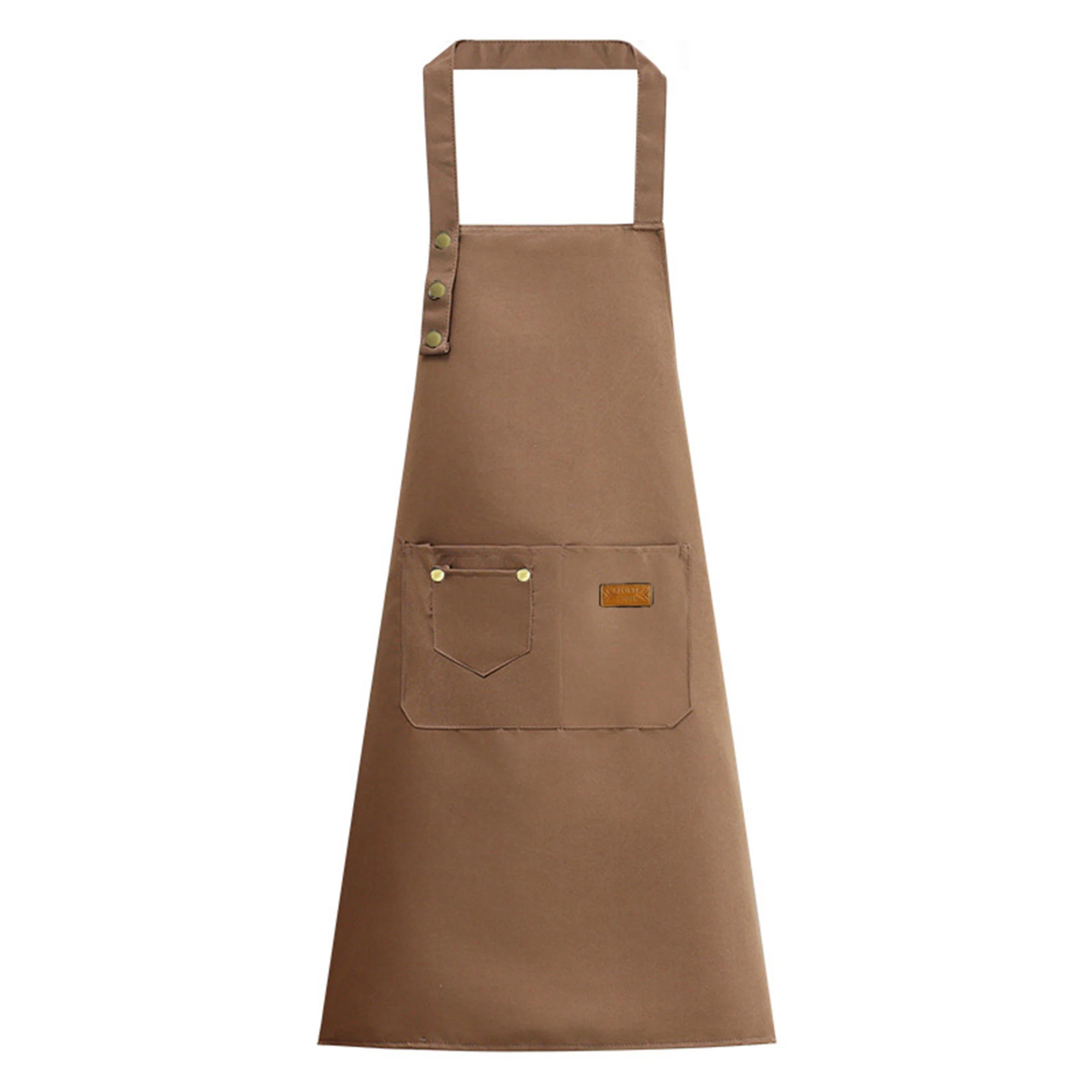 Polyester 2 Pocket Adjustable Neck Apron Home Cooking Coffee Shop Catering Service Attendant Work Apron