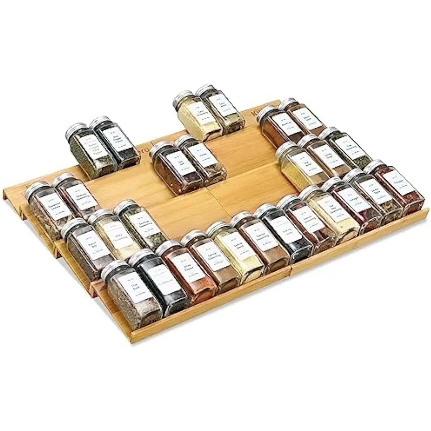 Drawer Organzier,4 Tiers- 8 count   Rack Tray Insert for Cabinet Drawer Countertop, Kitchen Seasoning Storage Drawer Organization,22" Wide x 15.8" Deep (Hold UP To 48 Jars