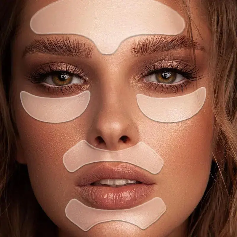 5 pcs forehead patch, crescent shaped patch, lip patch, transparent silicone patch for easy carrying, suitable for sleeping and wearing on the face