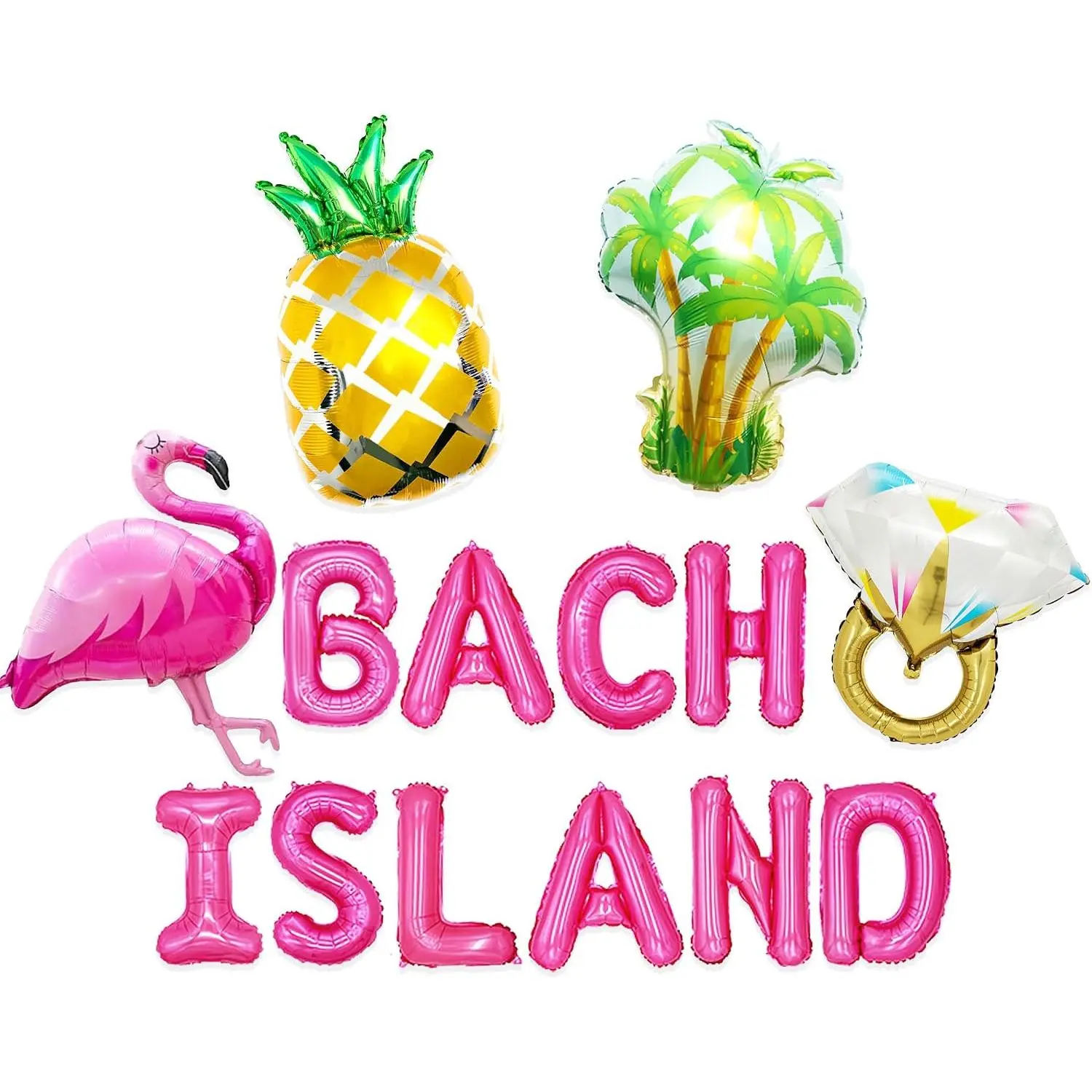 Bach Island Thematic Balloon Decorations - Flamingo Tree Ring & Banner Balloons for Bachelorette Party, Bridal Shower Villa Beach Supplies