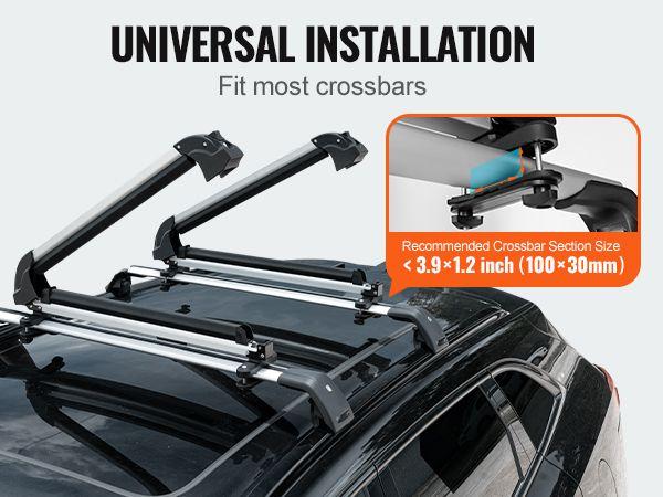 VEVOR Ski Snowboard Roof Rack 31.7" Universal Ski Rack for Car Roof with Lock
