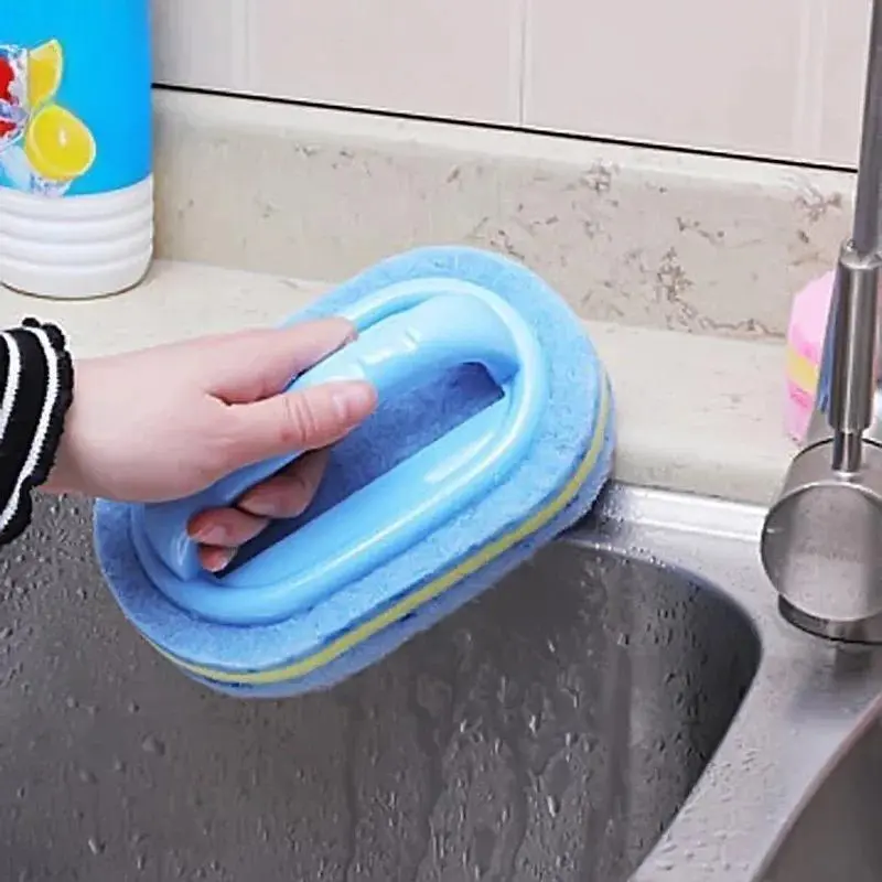 Kitchen Bathroom Toilet Cleaning sponge Glass Wall Cleaning Bath Brush Handle Sponge Ceramic Window Slot Clean Brush