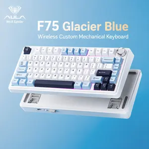 Aula F75 Mechanical Gaming Keyboard, 75 Layout, Dual Mode Game/office, Hot Swappable Axes, Cool Lights, Compatible with Windows/MAC/iOS