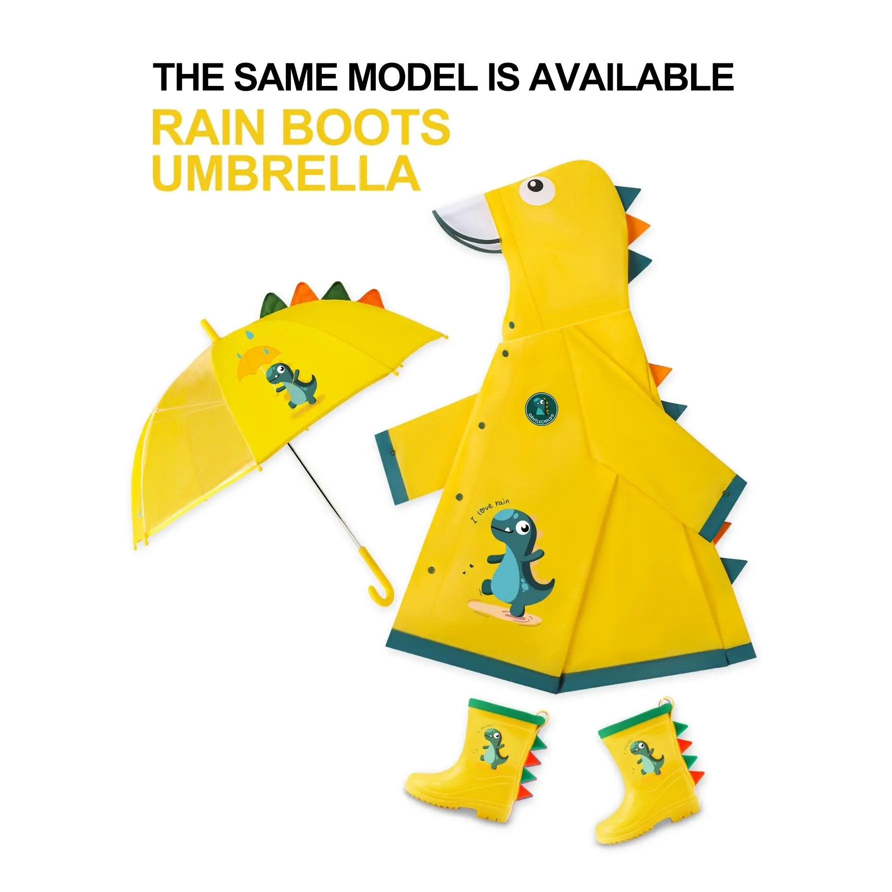 Kids' Soft Thick EVA Lightweight Raincoat - 1-6Y (1-2Y,2-3Y,3-4Y,4-5Y) for Boys & Girls, Kindergarten Poncho with Cute 3D Tail Spikes Characters, Keep Kids Dry for Going Out (Excludes Rain Boots, Umbrella), Kindergarten Kids