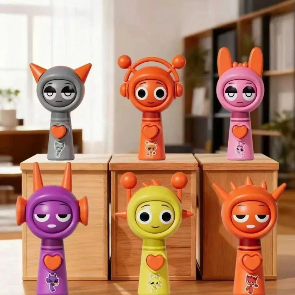 6Pcs/Set Mini Sprunki Action Figure Face-changing Toy Movie Sprunki Wenda Model Doll Figurines with Keychain Fans Birthday Gifts