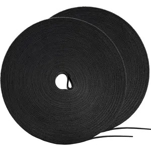 164ft x 1/2 inch Reusable Fastening Cable Ties, Hook and Loop Roll, Self-Gripping Bundling Strips for Cord Manage,Home, Office, Electrical Cords, Data Center, Host Room, Black, 2 Roll