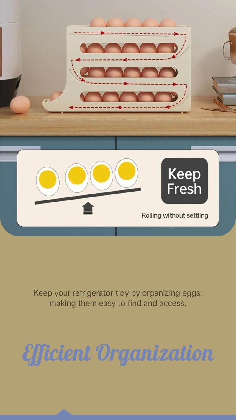 Efficient Egg Storage Solution - Automatic Rolling Type Egg Storage Box for Fridge Organization and Freshness