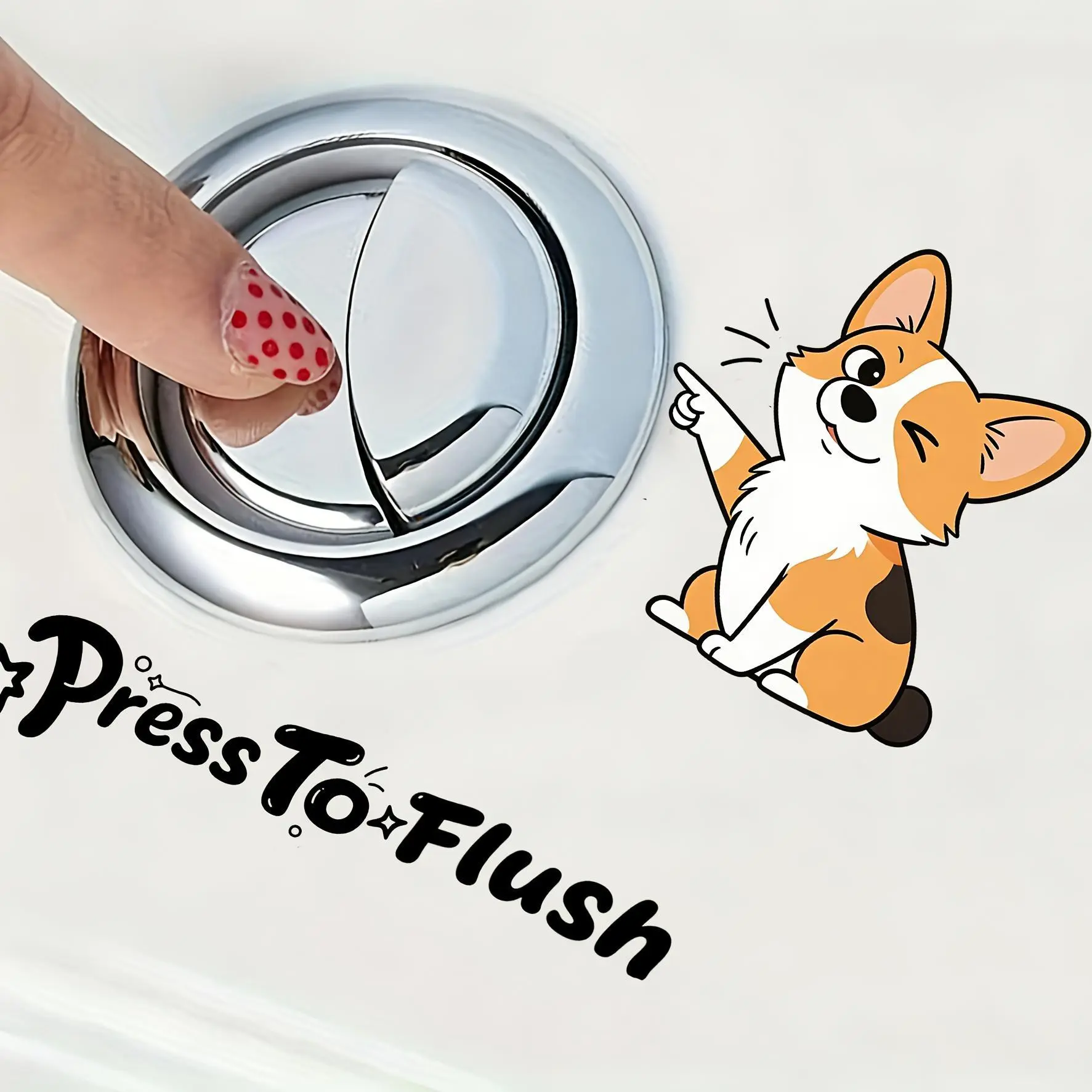 1pc PVC Self-Adhesive Removable Toilet Sticker, Creative Dog Flush Reminder, Reusable Bathroom Decor Accessory
