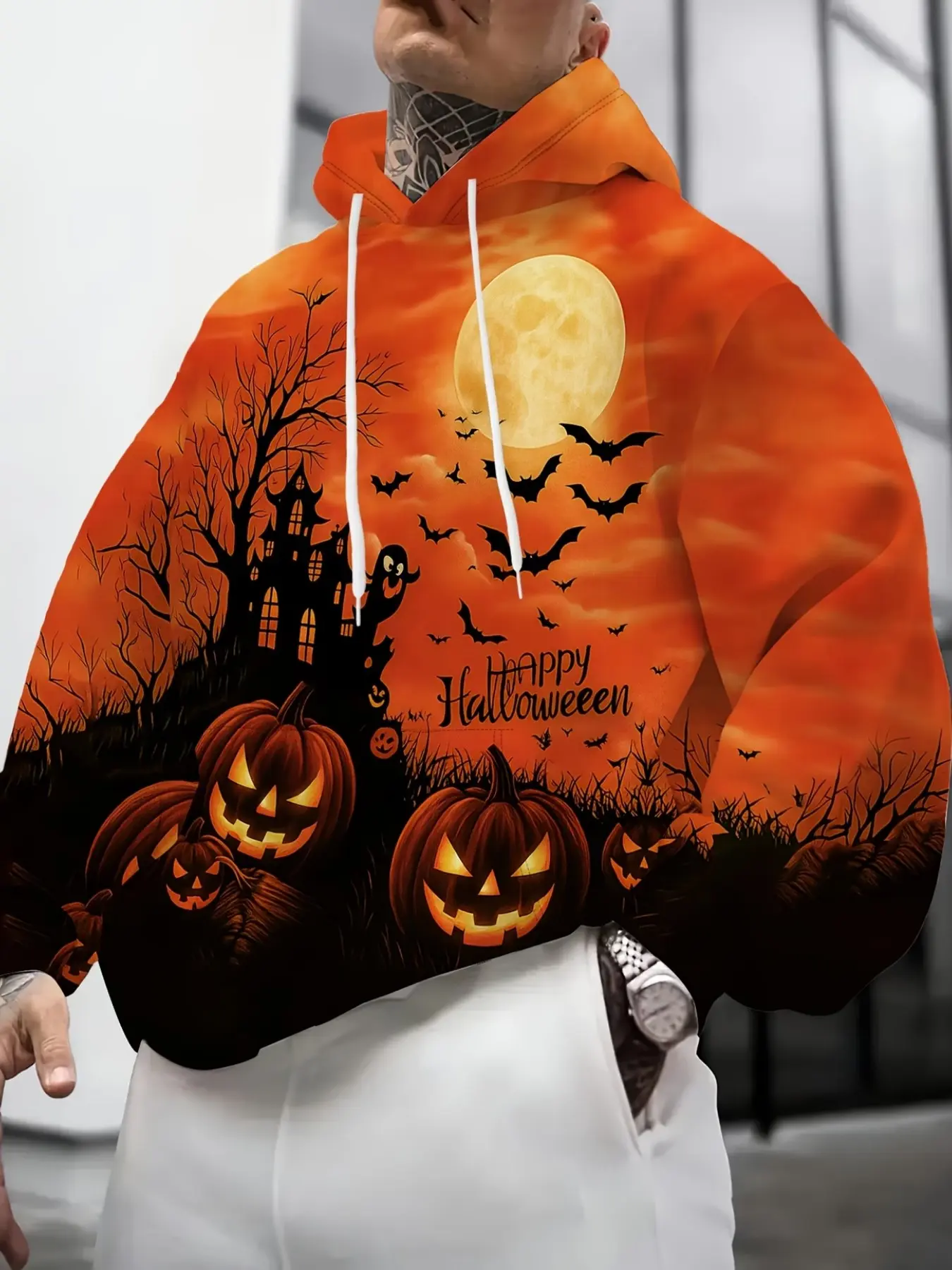 Men's 3D Graphic Sweatshirt, Casual Fitted Design, All-Season Wear, Comfortable and Stylish, Perfect for Daily
