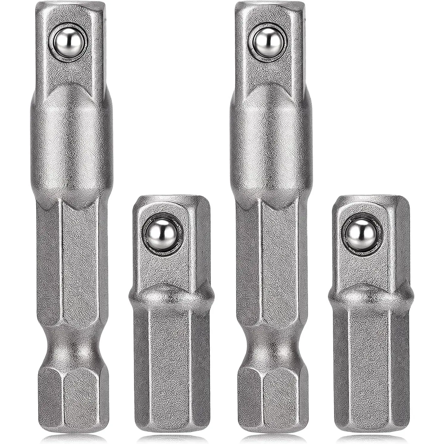 4 Pack 1/4 Hex to Socket Adapter, Drill Socket Adapter | Hex to Square 1/4" Sockets Bit Adapters  Driver Power Bits Set for Drill Driver Socket Driver Electric Pneumatic Drill