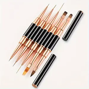 5-Piece Dual-Head Nail Brush Set, 3D Builder Gel Brush and Acrylic Nail Painter, DIY Manicure Tools for Salon Quality Nails at Home