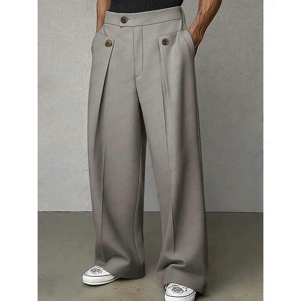 Men's Premium Straight Leg Dress Trousers Wrinkle Resistant Non Iron Full Length Casual Trousers With Great Drape Stylish Business Casual Bottoms Comfort Relaxed Cut Formal Daily Trousers