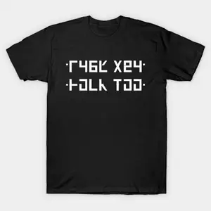 Men's Casual Classic Short-Sleeve Black Cotton T-Shirt - Hidden Funny Secret Code, Humor Mystery Message, Soft Breathable Fabric