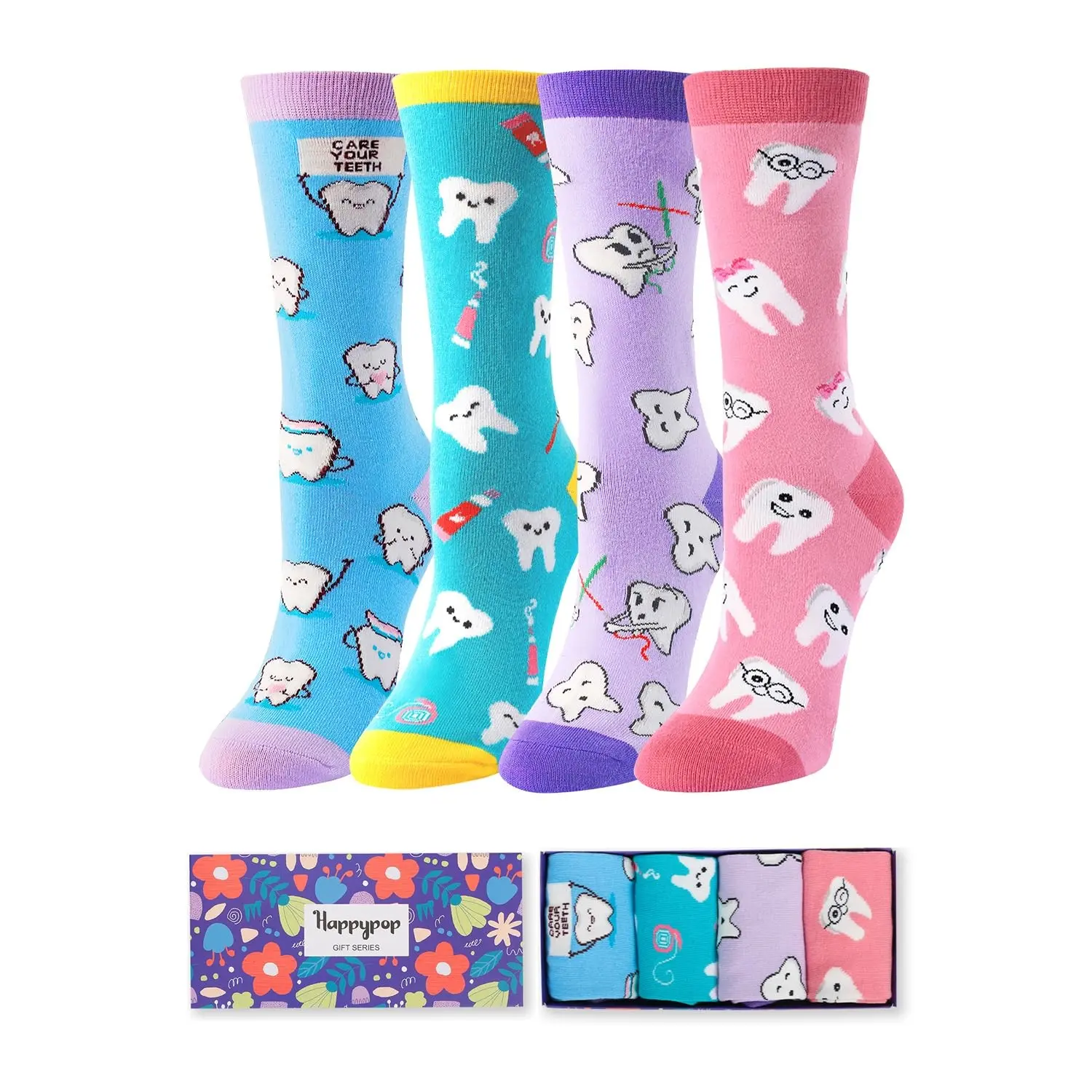 HAPPYPOP Gifts for Her Him - Tooth Teeth Dentist, Dental School Graduation，Assistant Appreciation Gift Socks