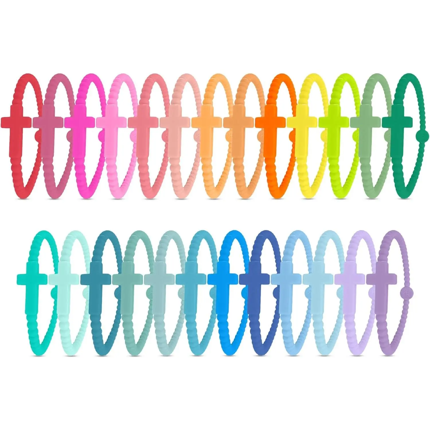 Unisex Round Silicone Wristband with Cross Motif - Flexible Fit Christian Casual Bracelet, Multi-Size Sports & Outdoor Camping Hiking Accessory
