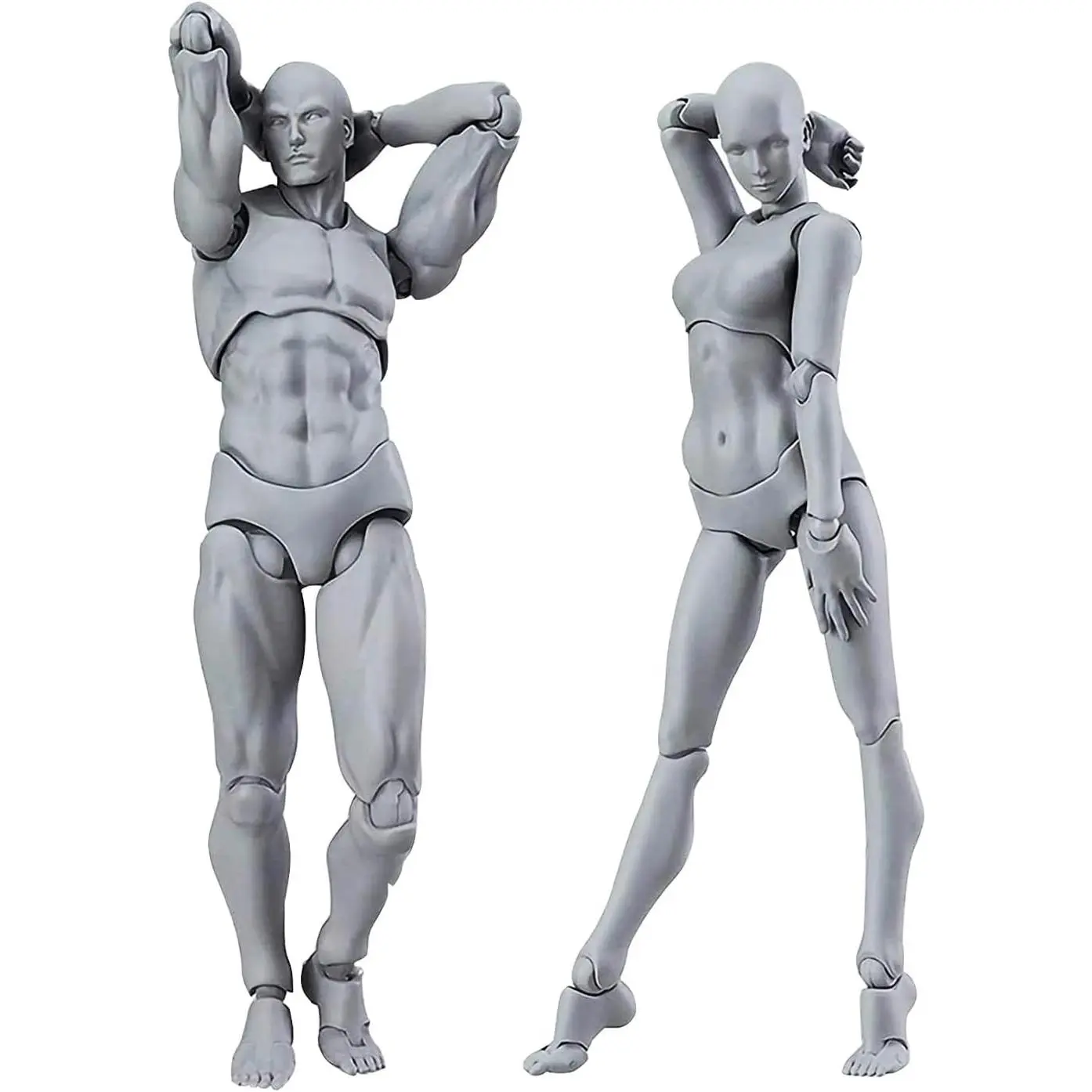 Manikin Art Mannequin Drawing Supplies Small Drawing Figure Model for Sketching Painting Male+Female Action Figures Set Grey
