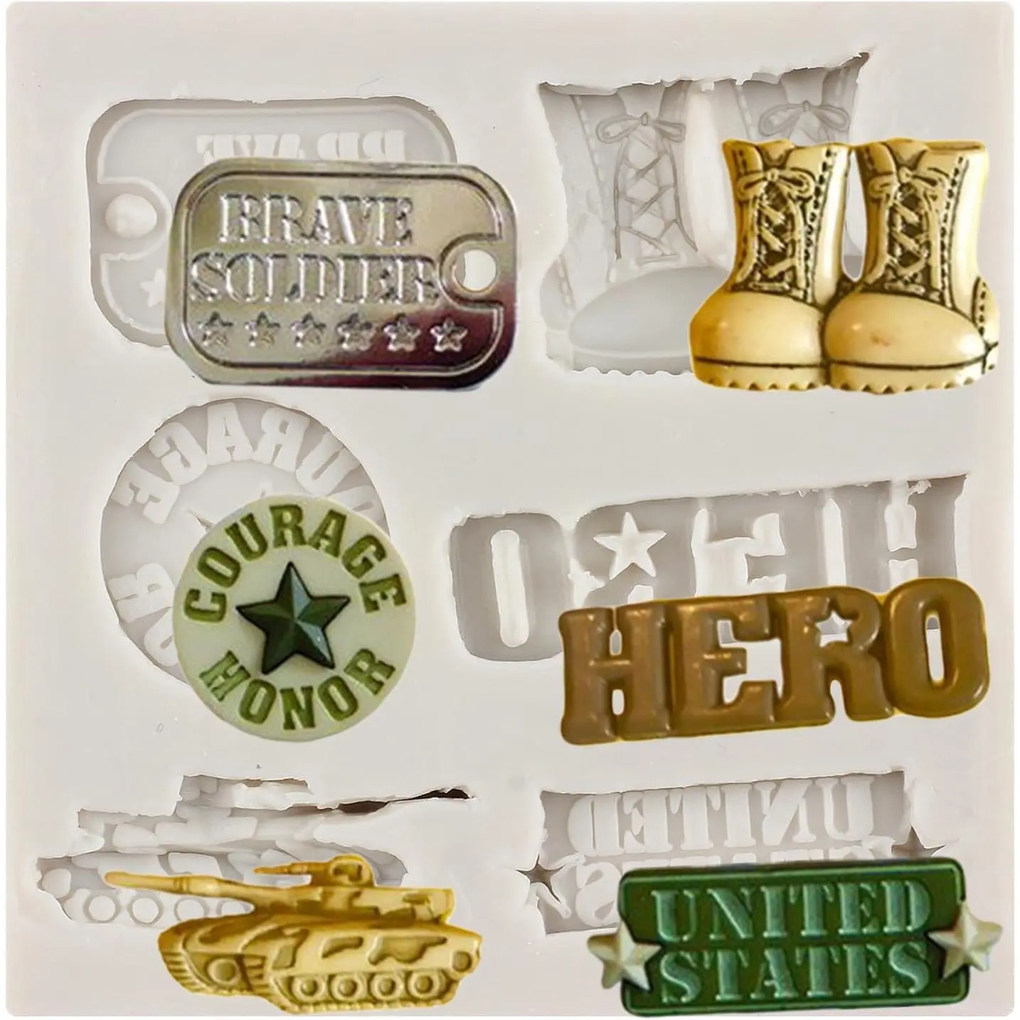 Soldier  Army   Mold Army Boots Badge Fondant Mold | Cake Decorating Cupcake Topper Candy  Polymer Clay Sugar Craft  Paste