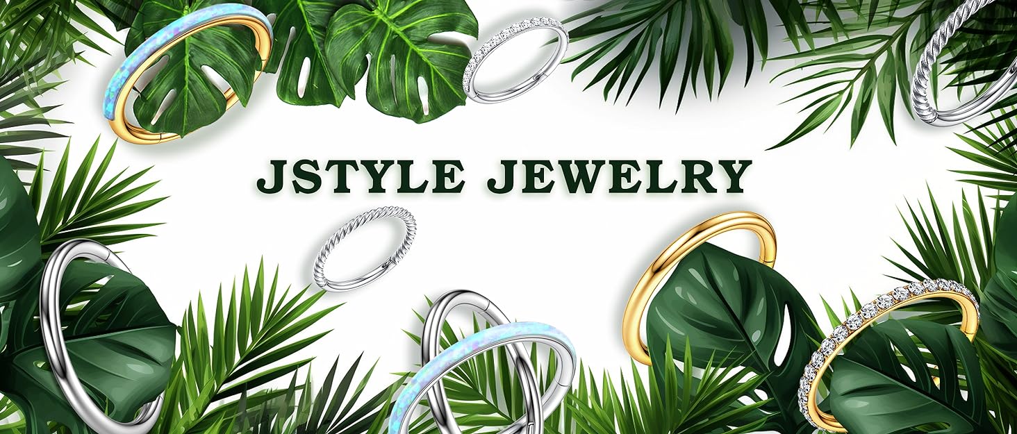 Jstyle 8 Pcs 16G 316L Surgical Steel Nose Rings Hoops Septum Rings Lip Rings Hypoallergenic Nose Clicker Ring Tragus Helix Cartilage Daith Rook Sleeper Earring Body Piercing Jewerly for Women Men