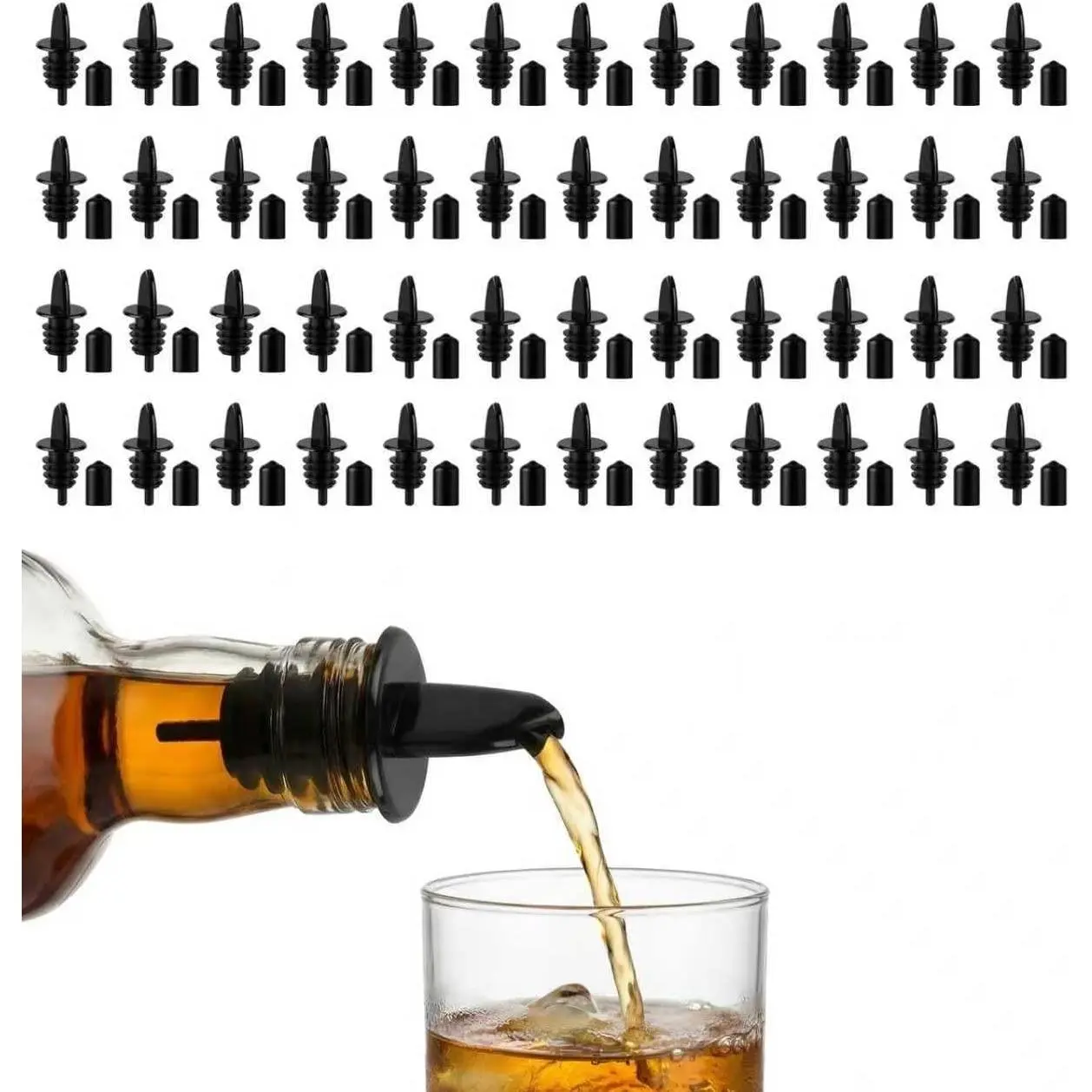 48Pcs Precise Control Liquor Pour Spout, Multi-Purpose Bottle Pourers for Alcohol, Wine, Olive Oil, Syrup, Wine Aerator Dispenser for Bar & Kitchen