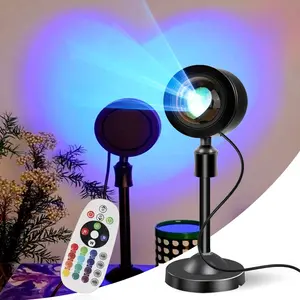 Fall Sunset Lamp Mini Projector for Cozy Corner, RGB Sunset Projection Lamp with Remote Control, LED Lights for Coffee Cable, Portable Desk Projectors Ambient Night Lights for Bedroom Photography Party Live Streaming, Night Light