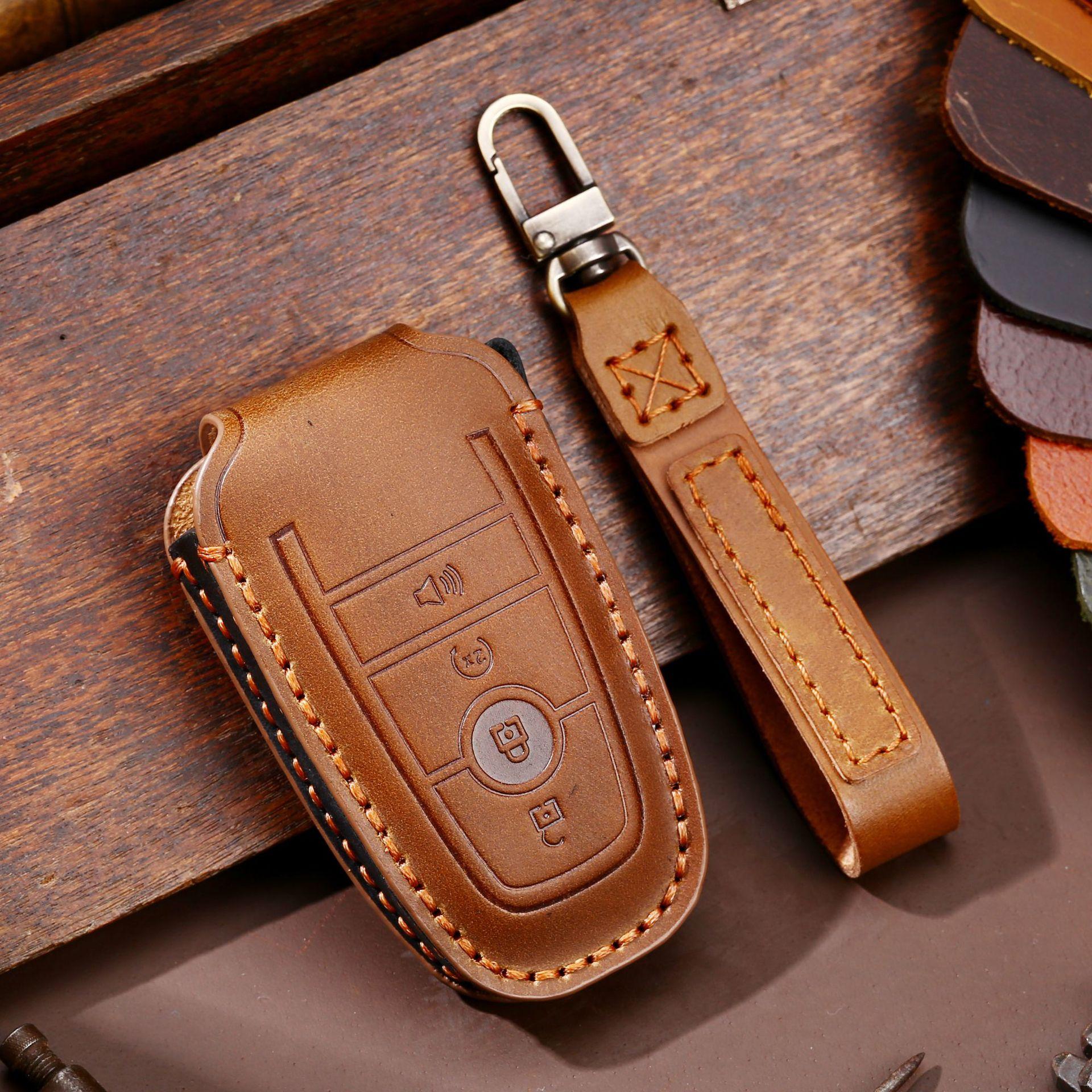 Genuine leather handmade key case suitable for Ford key case Ford F-150 Raptor pickup truck car key case