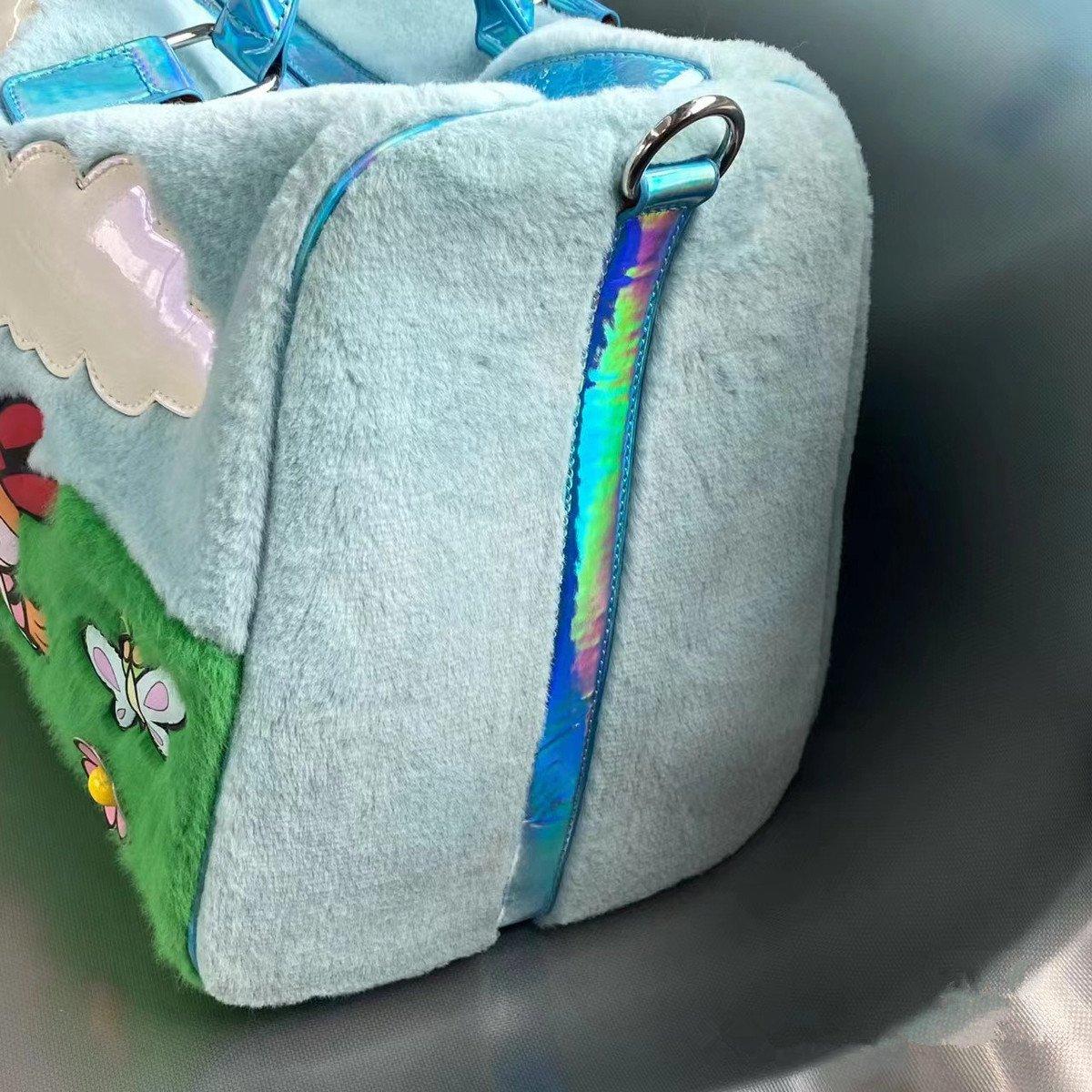 Large Capaci Plu Handbag Cartoon Animation Youthful Sle Soft Rabbit Fur Material Zipper Closure Casual Leisure Handbag