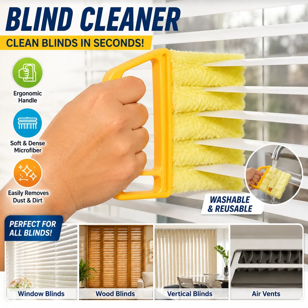 Blind Cleaning Brush Set, Ultra-Fine Fiber Cleaning Tools, Washable Curtain Cleaner, Car Air Conditioner Dust Remover, Electric Fan Cleaner