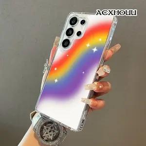 Soft Gradient Rainbow Sparkle Aesthetic Art Magnetic Protective Case for SAMSUNG S26 ULTRA S25 S24 S23 S22,Aesthetic Design Shockproof,Silicone,Lightweight,Scratch Resistant,and Girly