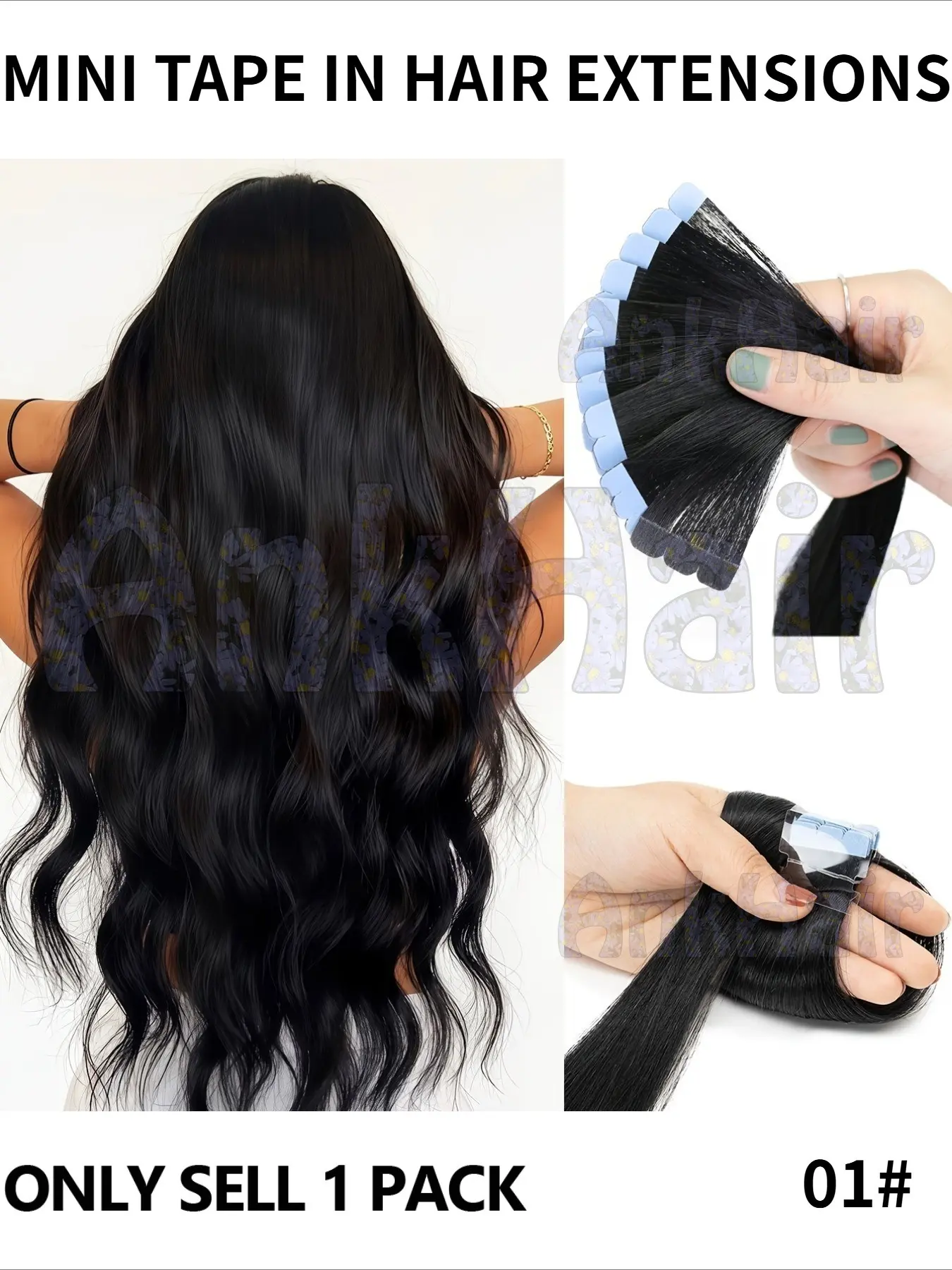 Mini Tape in Human Hair Extensions for Thin Hair, No Glue Needed, Instant Volume and Length, Straight Hair for Caucasian, Salon Quality Invisible Extensions for Parties Weddings and Daily Wear