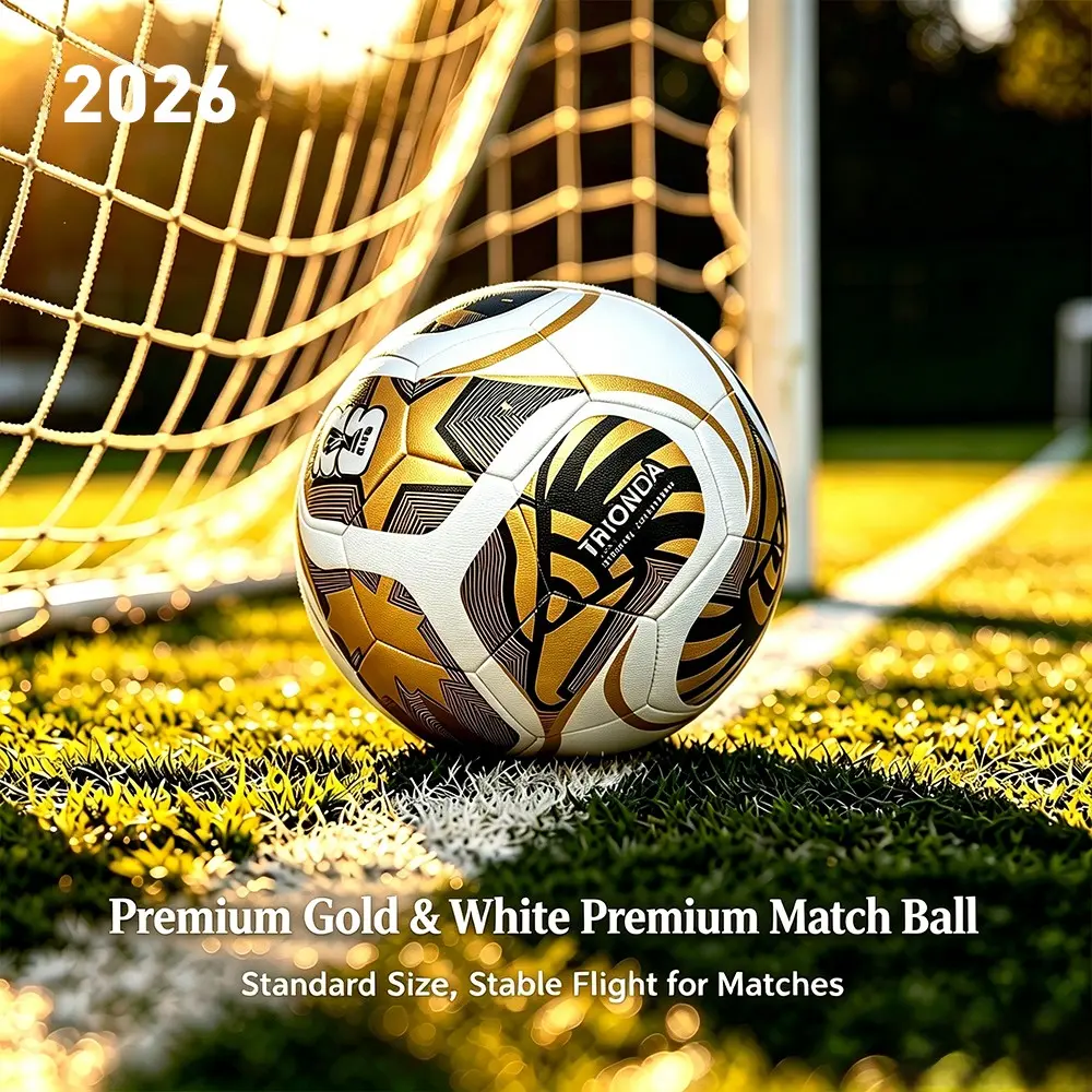 Gold Lion Trendy Soccer Ball, Seamless Heat Bonded, High Wear-Resistant PU Leather, Nylon Wrap, Ideal for Adults and Students