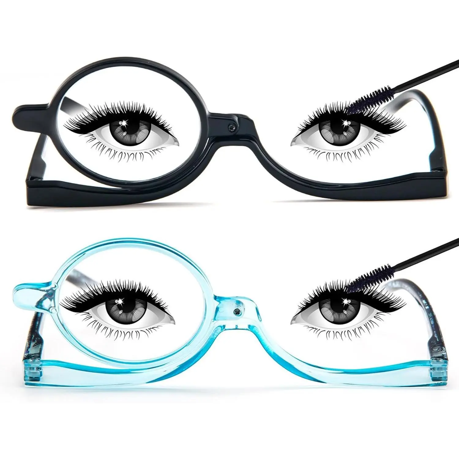 MMOWW 2 Pairs Makeup Reading Glasses for Women Magnifying Flip Down Cosmetic Readers